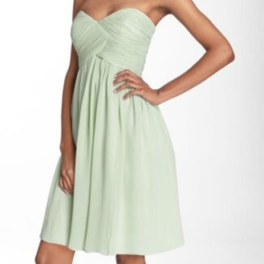 Donna Morgan Green 'Morgan' Strapless Silk Dress